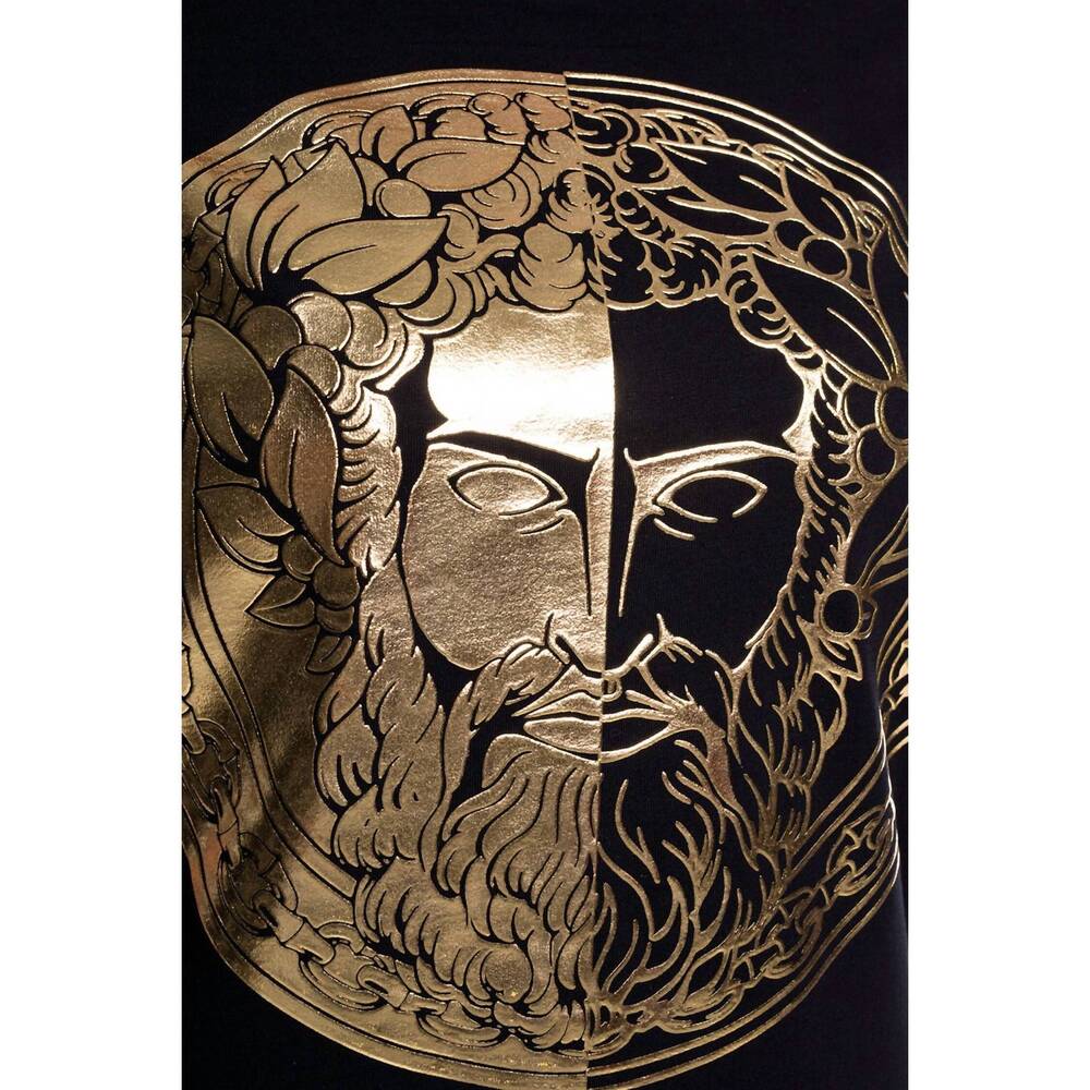 NEW VERSACE couture women gold logo t-shirt dress in black - Picture 3 of 5